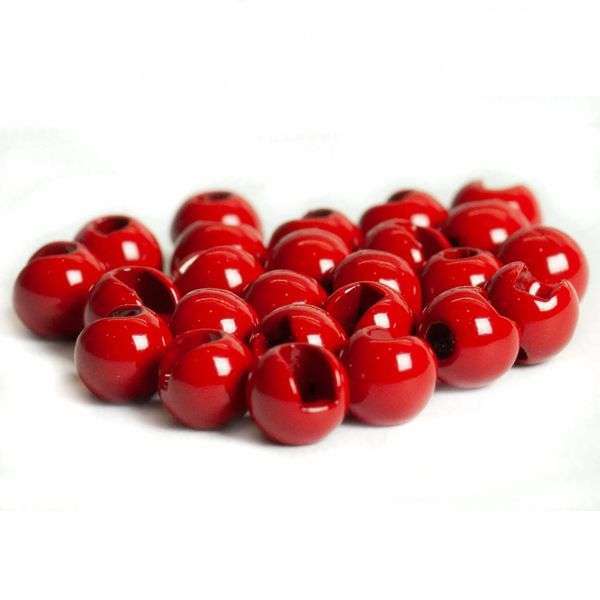 FLUO SLOTTED TUNGSTEN BEADS RED